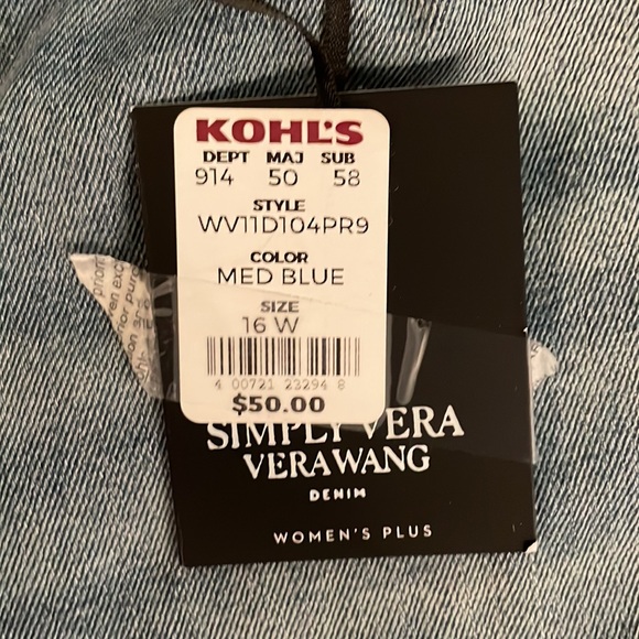 💙Plus Size Simply Vera Vera Wang Button-Front Roll-Cuff Jean Shorts - 16W - Picture 5 of 8